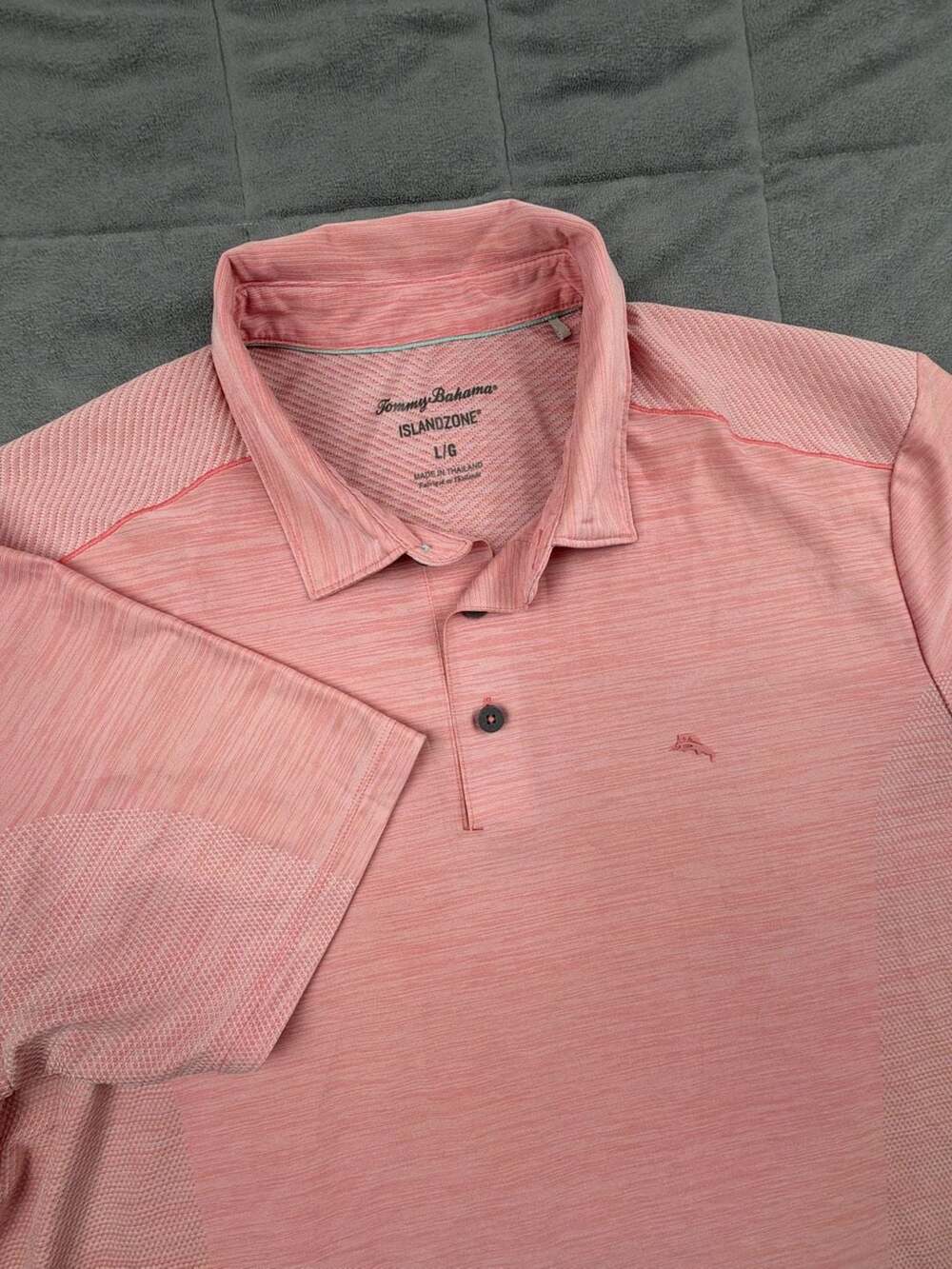 Tommy Bahama IslandZone Polo Size L Pink Marled Performance Golf